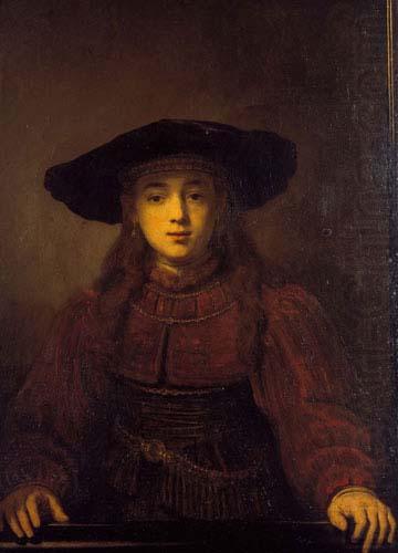 The Girl in a Picture Frame,, REMBRANDT Harmenszoon van Rijn